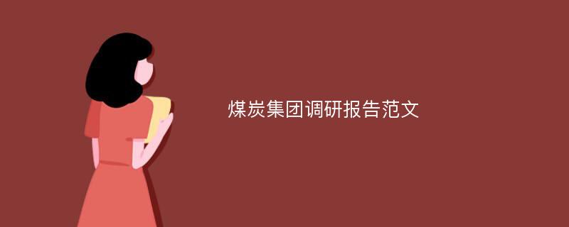 煤炭集团调研报告范文