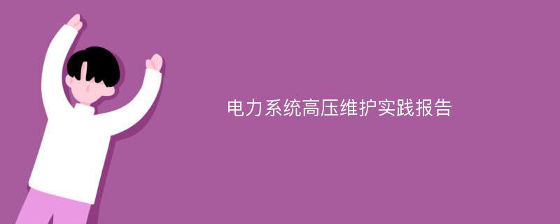 电力系统高压维护实践报告