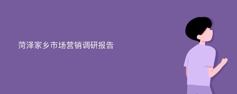 菏泽家乡市场营销调研报告