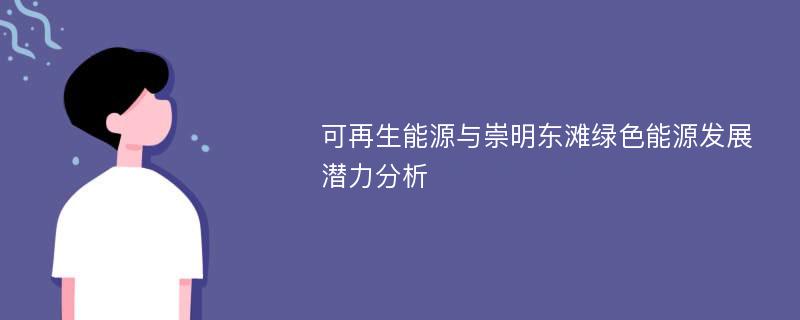 可再生能源与崇明东滩绿色能源发展潜力分析