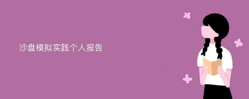 沙盘模拟实践个人报告