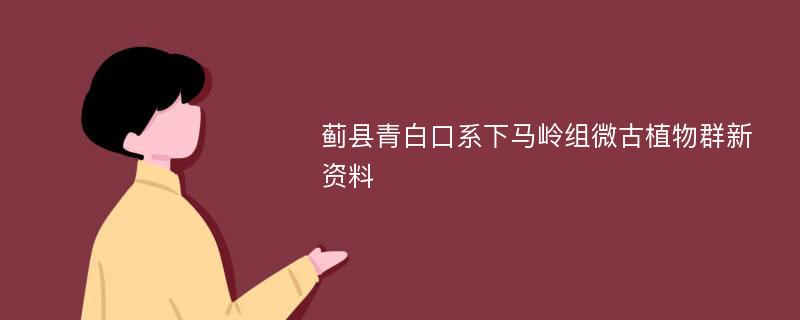 蓟县青白口系下马岭组微古植物群新资料