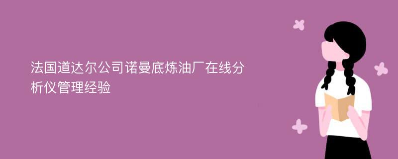 法国道达尔公司诺曼底炼油厂在线分析仪管理经验